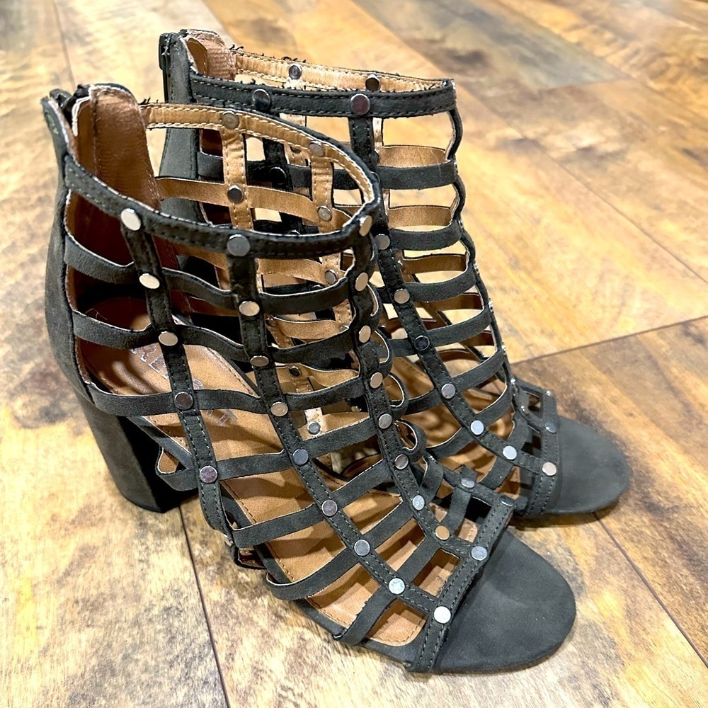 REPORT “Wesley” Studded Caged Heels, Size 8.5